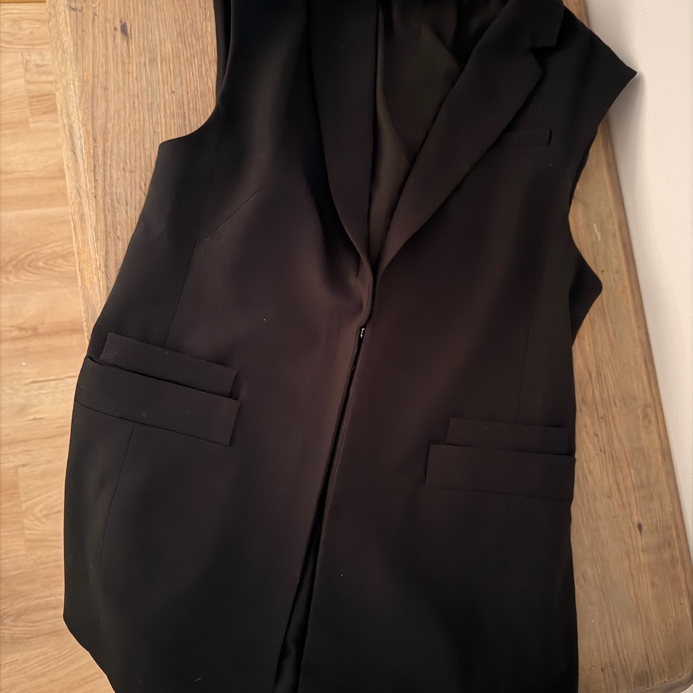 Banana Republic Black Sleeveless Tailored Vest Coat